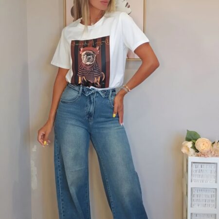 Jeans baggy barrel cintura doblada